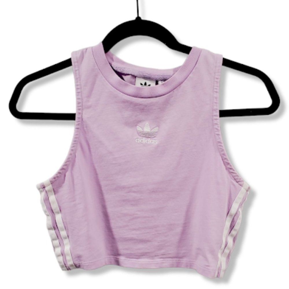 Adidas Purple Super Cropped Halter Top with Logo- S